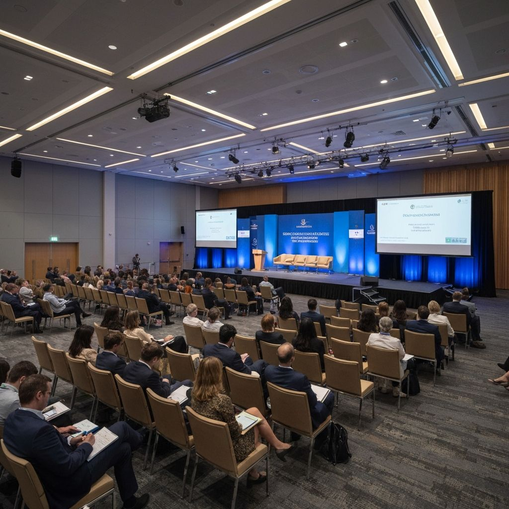 Medical conference hall with professional attendees
